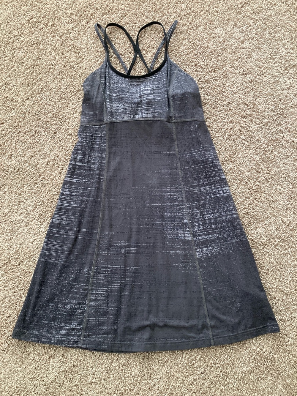 The North Face Classic Black-on -Black Print Strappy Athletic Mini Dress, sz. M